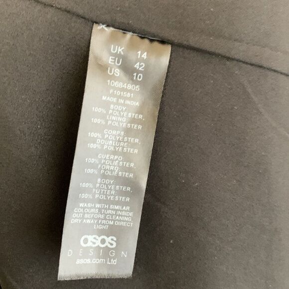 Asos Design Shirred Smocked Star Print Mini Dress Black & White Sz 10 - Picture 11 of 11